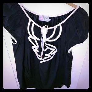 Alice & Tricia black and white silk top